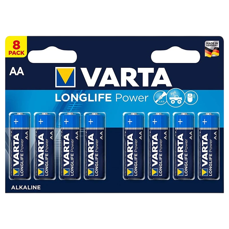 Pack 8x Batteries Varta AA Long Life Power LR06