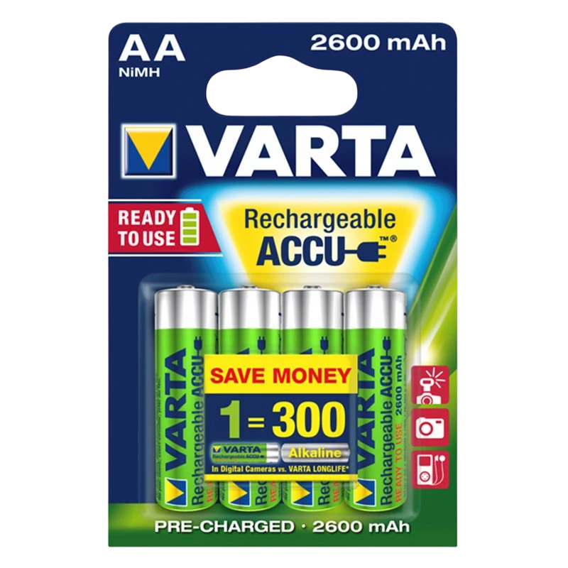 Pack 4x Rechargeable Batteries Varta AA ACCU Power 2600 mAh NiMH