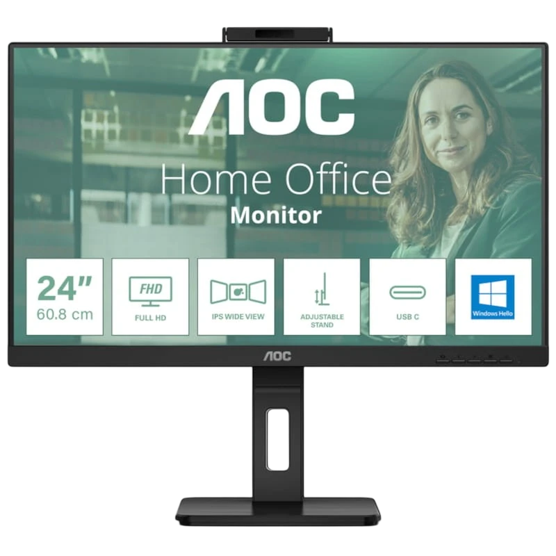 AOC 24P3CW Noir avec webcam 23,8 pouces Full HD IPS 4ms Monitor