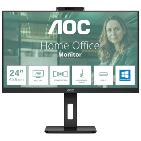 AOC 24P3CW Noir avec webcam 23,8 pouces Full HD IPS 4ms Monitor