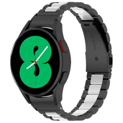 Bracelet Métal Maillons Samsung Galaxy Watch 4/5/6 Noir+Argent