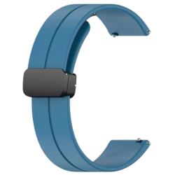 Bracelet Universal Fermoir Magnétique 22mm Bleu Marine pour Smartwatch Xiaomi/Amazfit/Samsung/Huawei/Realme/Ticwatch
