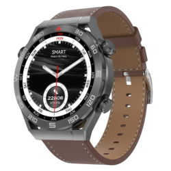 DT NO.1 Ultra Mate Noir Bracelet cuir marron 1,5 pouces IPS 5 jours IP68 Smartwatch