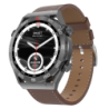 DT NO.1 Ultra Mate Noir Bracelet cuir marron 1,5 pouces IPS 5 jours IP68 Smartwatch