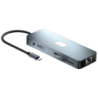 BYL-2309 11 en 1 USB Type-C vers HDMI/microUSB/VGA/RJ45/USB3.2/Jack 3,5mm/USB Type C 100W Argent Hub USB