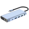 BYL-2310 11-en-1 USB Type-C vers HDMI/USB 3.0/RJ45/USB Type C/PD/3,5mm Noir Hub USB