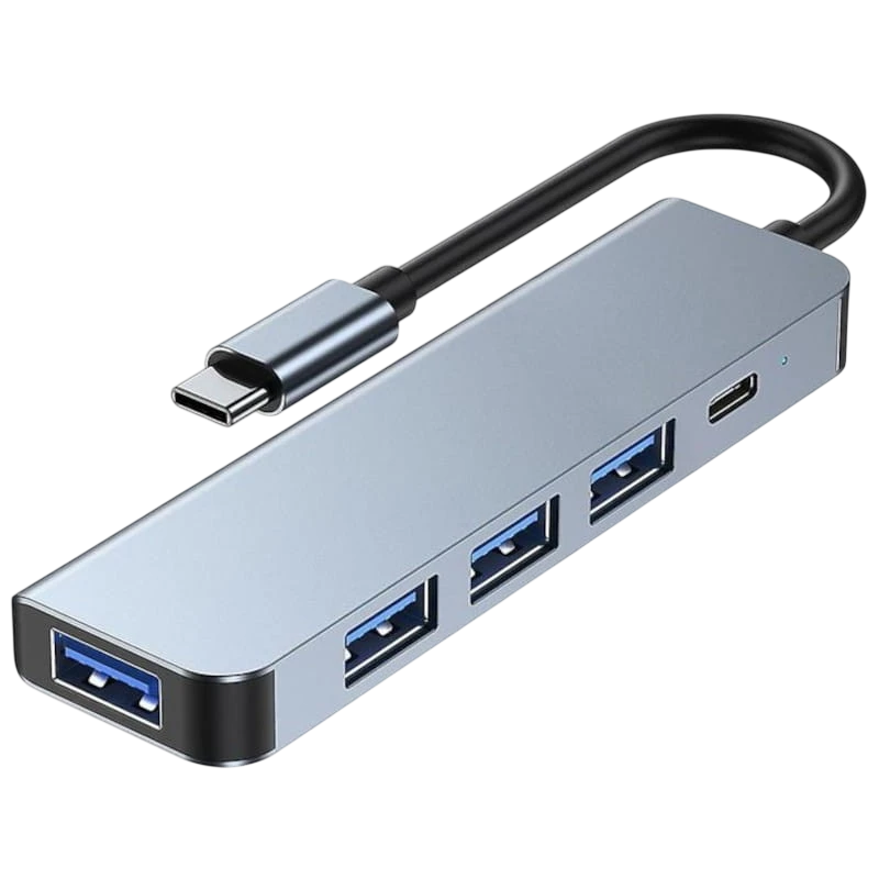 2301T 5 en 1 USB Type C+USB 3.0 Argent Hub USB