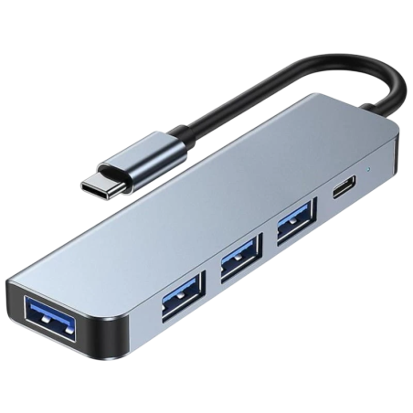 2301T 5 en 1 USB Type C+USB 3.0 Argent Hub USB
