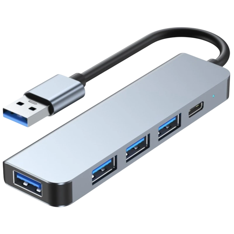 BYL-2301U 5 en 1 USB Type C+USB 3.0 Argent Hub USB