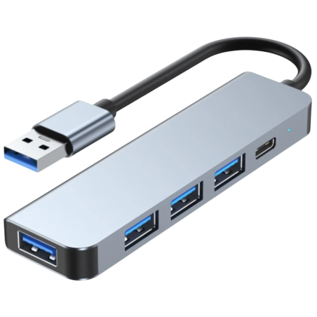 BYL-2301U 5 en 1 USB Type C+USB 3.0 Argent Hub USB