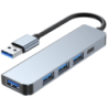 BYL-2301U 5 en 1 USB Type C+USB 3.0 Argent Hub USB