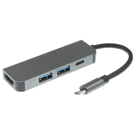 BYL-2011 4 en 1 USB Type-C/HDMI+USB 3.0+USB Type C Gris Hub USB