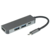 BYL-2011 4 en 1 USB Type-C/HDMI+USB 3.0+USB Type C Gris Hub USB