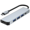 BYL 2008 5 en 1 USB Type-C/HDMI+USB 3.0+USB 2.0+USB Type C Argent PD 87W Hub USB