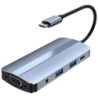 BYL-2105 8 en 1 USB-C USB 3.0+2.0+USB Type C+VGA+HDMI+microSD+TF Argent PD 87W Hub USB