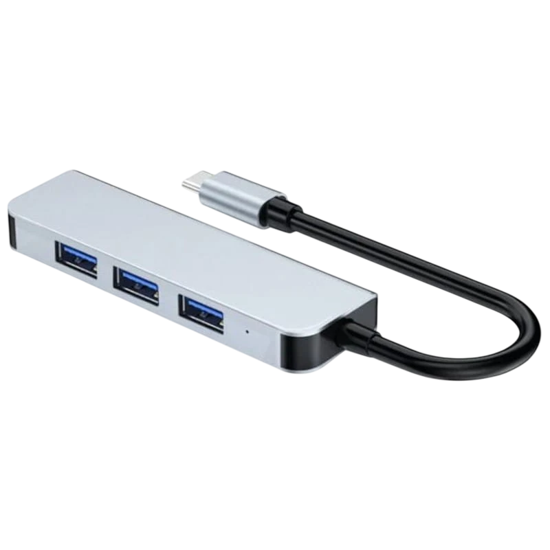 BYL-2013T 4 en 1 USB Type C/USB 3.0+USB 2.0 Gris Hub USB