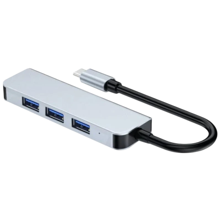 BYL-2013T 4 en 1 USB Type C/USB 3.0+USB 2.0 Gris Hub USB