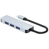 BYL-2013T 4 en 1 USB Type C/USB 3.0+USB 2.0 Gris Hub USB