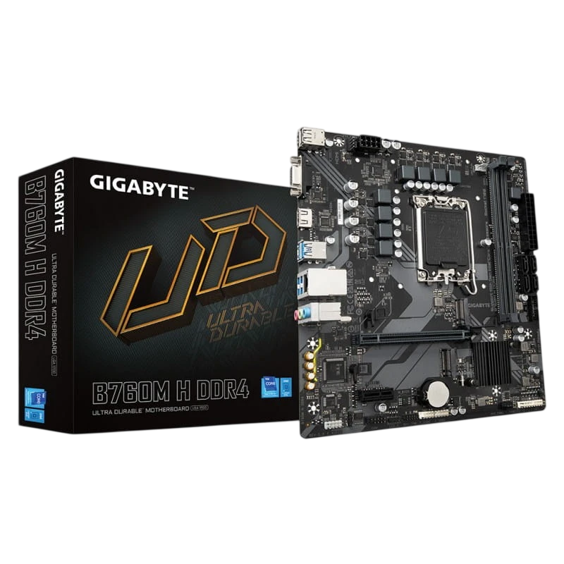 Gigabyte B760M H DDR4 (rev. 1.0) LGA 1700 micro ATX Gigabit Ethernet Intel B760 2 emplacements M.2 Carte mère