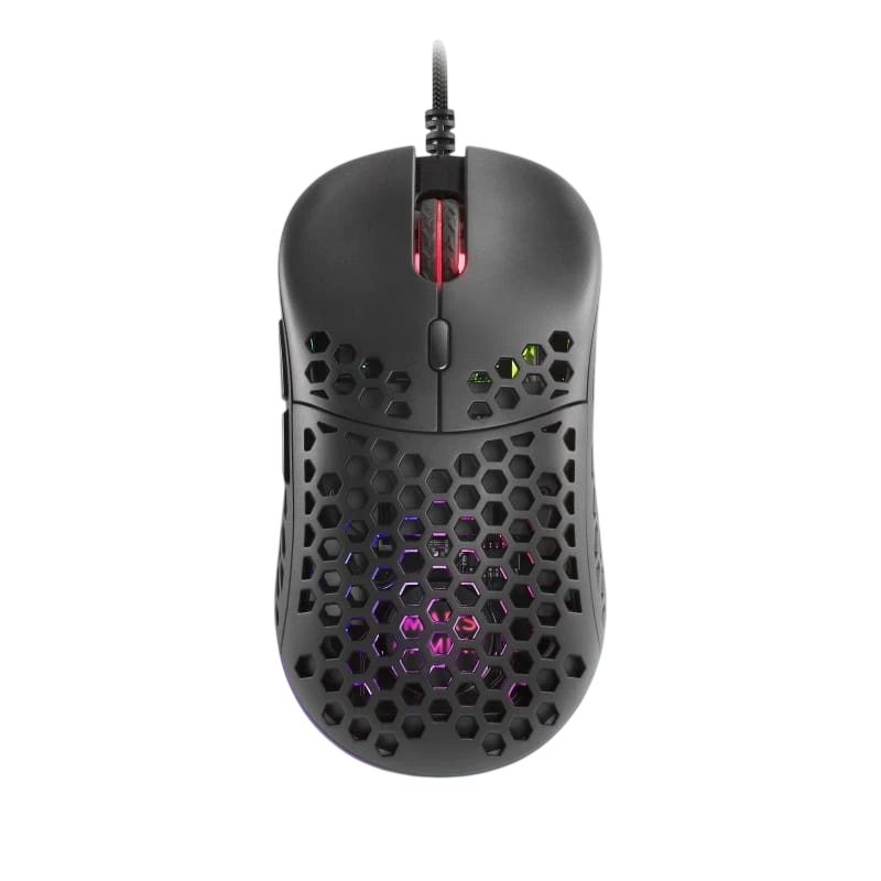 Mars Gaming MM55 Câble design Feather Paracord RGB Noir 12800 DPI 7 boutons USB 55 g Souris