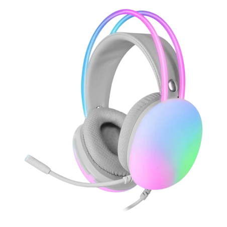 Mars Gaming MH-GLOW Blanc Arceau avec micro Casque
