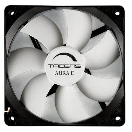 Ventilateur PC Tacens Aura II, 7 pales, 12 cm, conception anti-poussière, Noir, blanc