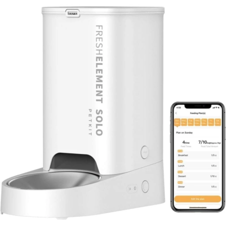 PETKIT Fresh Element SOLO Blanc Programmable avec APP de 1 à 10 Repas Quotidiens 3 L Mangeoire intelligente