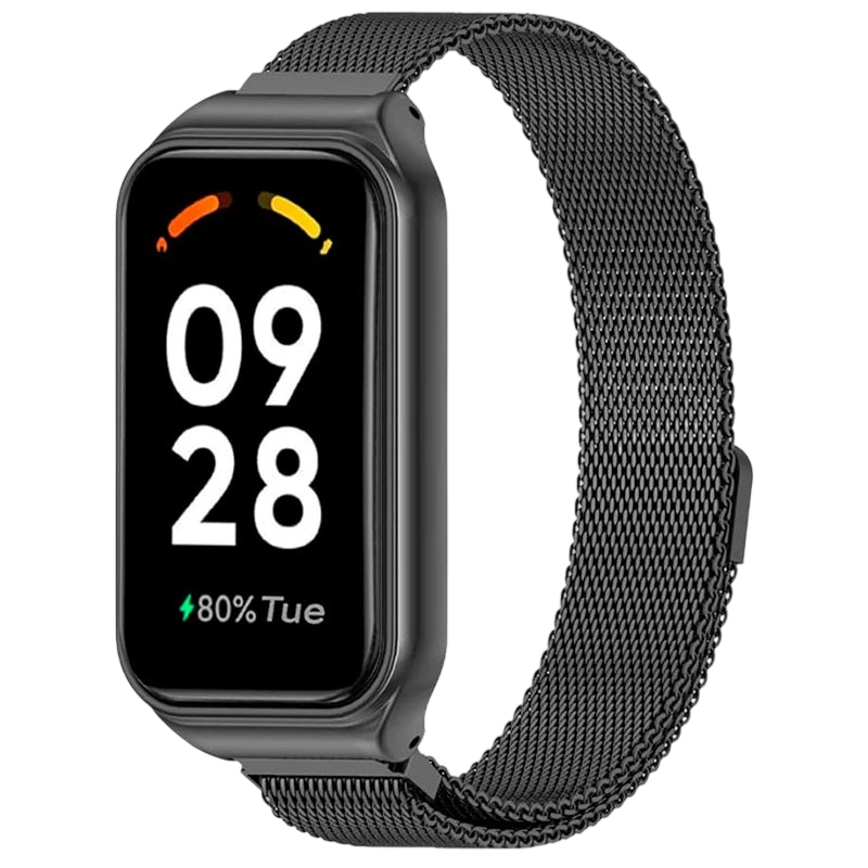 Bracelet Milanais Magnétique Xiaomi Mi Smart Band 8 Active / Redmi Smart Band 2 Noir