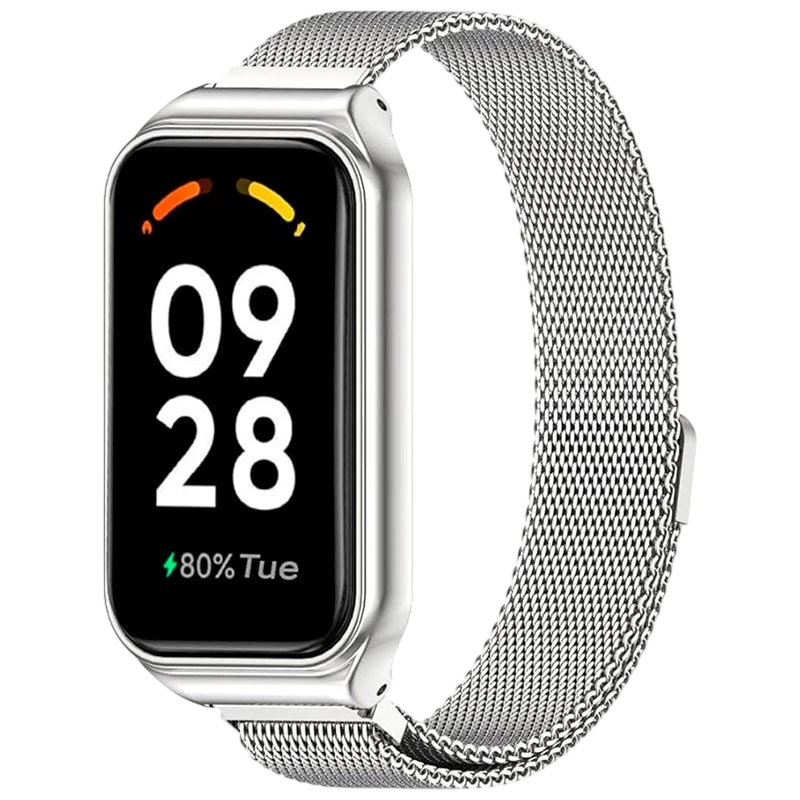 Bracelet Milanais Magnétique Xiaomi Mi Smart Band 8 Active / Redmi Smart Band 2 Argentée