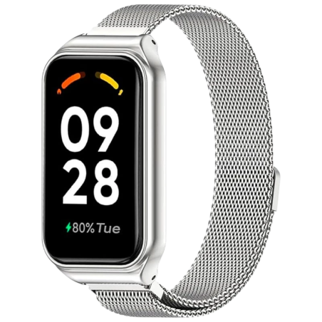 Bracelet Milanais Magnétique Xiaomi Mi Smart Band 8 Active / Redmi Smart Band 2 Argentée