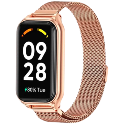 Bracelet Milanais Magnétique Xiaomi Mi Smart Band 8 Active / Redmi Smart Band 2 Dorée Rose
