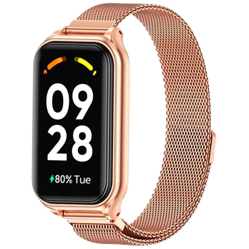 Bracelet Milanais Magnétique Xiaomi Mi Smart Band 8 Active / Redmi Smart Band 2 Dorée Rose