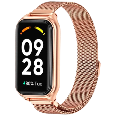 Bracelet Milanais Magnétique Xiaomi Mi Smart Band 8 Active / Redmi Smart Band 2 Dorée Rose