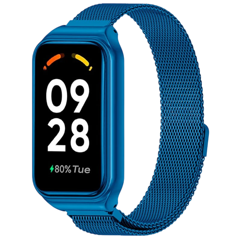 Bracelet Milanais Magnétique Xiaomi Mi Smart Band 8 Active / Redmi Smart Band 2 Bleu