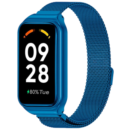 Bracelet Milanais Magnétique Xiaomi Mi Smart Band 8 Active / Redmi Smart Band 2 Bleu