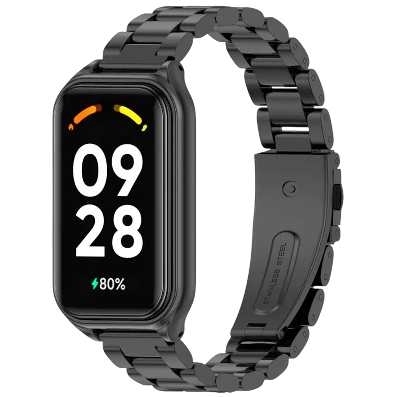 Bracelet Métal Maillons Xiaomi Mi Smart Band 8 Active / Redmi Smart Band 2 Noir