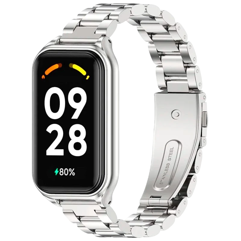 Bracelet Métal Maillons Xiaomi Mi Smart Band 8 Active / Redmi Smart Band 2 Argentée
