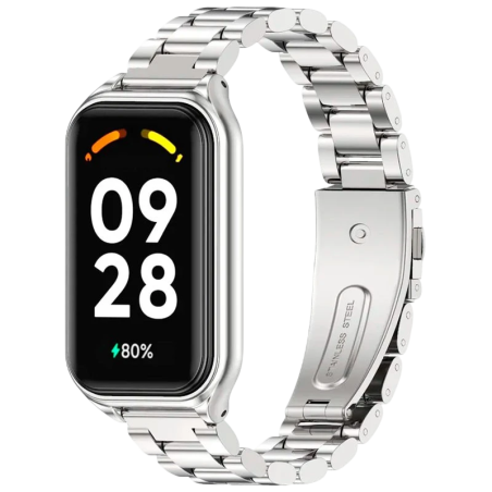 Bracelet Métal Maillons Xiaomi Mi Smart Band 8 Active / Redmi Smart Band 2 Argentée