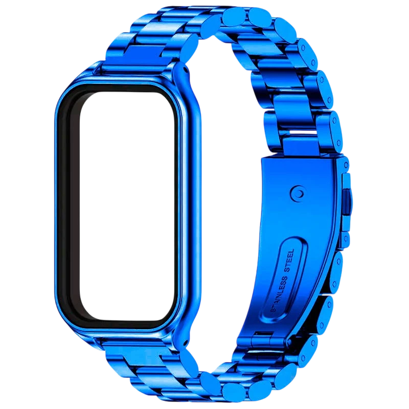 Bracelet Métal Maillons Xiaomi Mi Smart Band 8 Active / Redmi Smart Band 2 Bleu