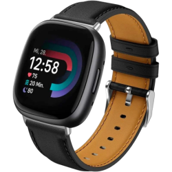 Bracelet Fitbit Versa 3 / Versa 4 Cuir Noir