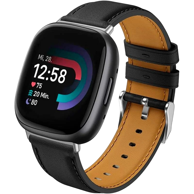 Bracelet Fitbit Versa 3 / Versa 4 Cuir Noir