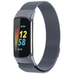 Bracelet Milanais Magnétique Fitbit Charge 5 / Charge 6 Gris