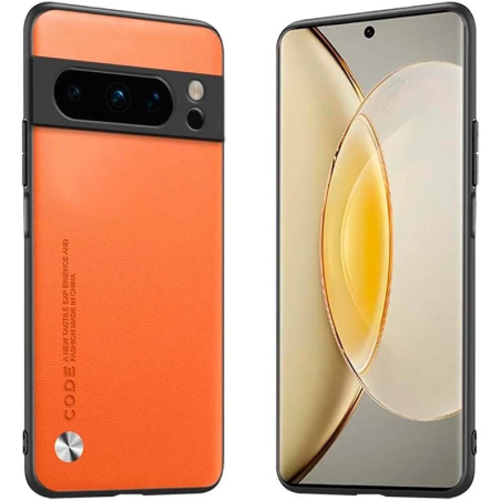 Coque en simili cuir Google Pixel 8 Pro Luxury Orange