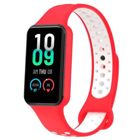 Bracelet Xiaomi Mi Smart Band 8 Active / Redmi Smart Band 2 Dual Color Rouge+Blanc