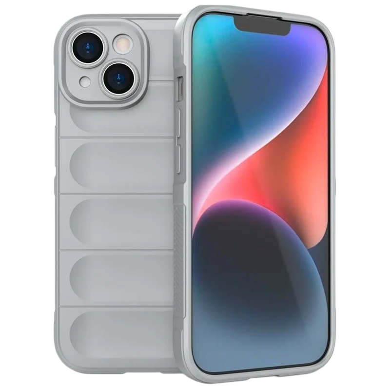 Coque en silicone Wave iPhone 15 Gris Clair