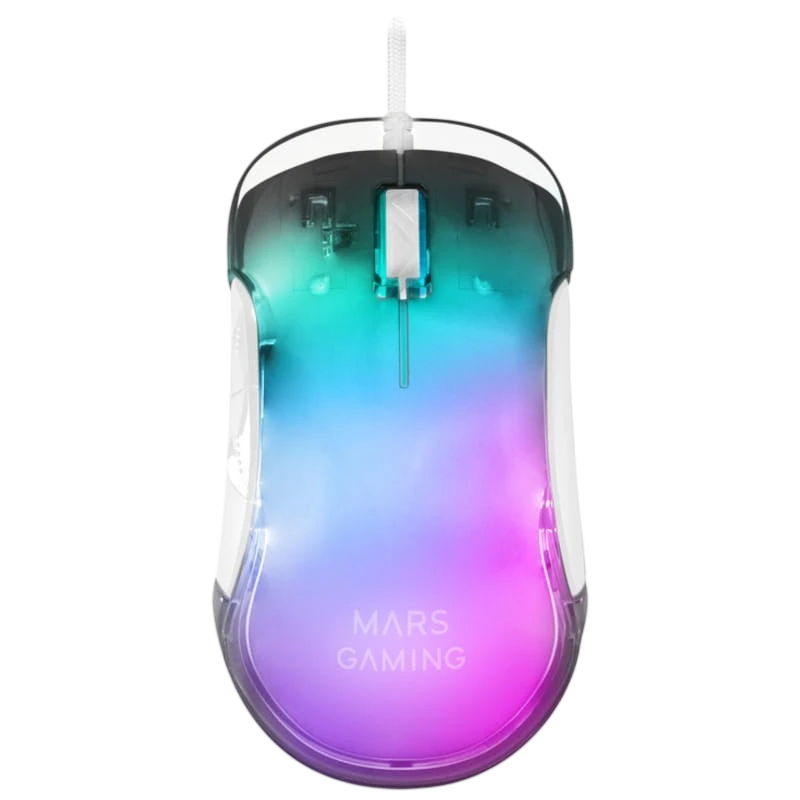 Mars Gaming MMGLOWW USB RGB 12800 DPI Blanc 7 boutons 75 g Souris