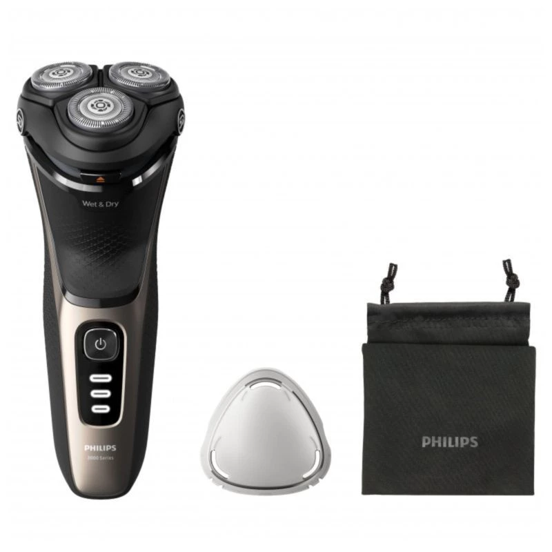 Philips Shaver 3000 Series S3242/12 Noir/Or sec et humide 60 min Rasoir électrique