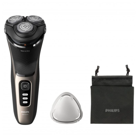 Philips Shaver 3000 Series S3242/12 Noir/Or sec et humide 60 min Rasoir électrique