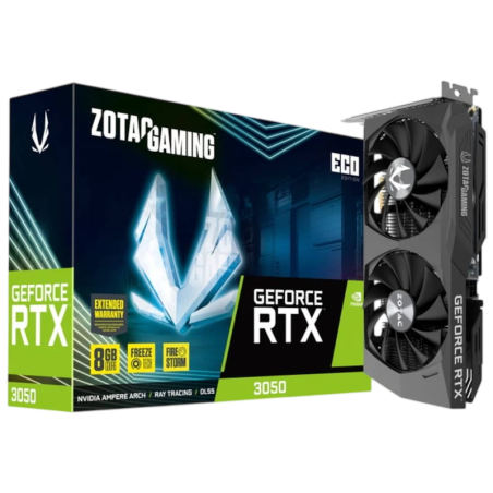 Zotac Gaming GeForce NVIDIA RTX 3050 Eco 8GB GDDR6 Noir 2 ventilateurs HDMI 2.1 3 DisplayPort Carte graphique