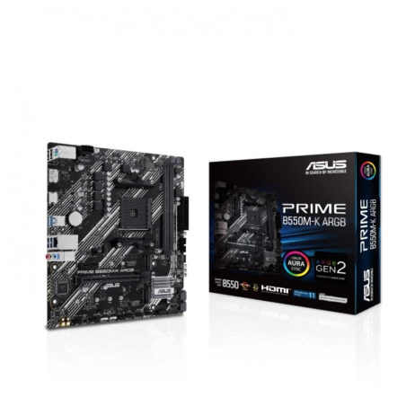 ASUS PRIME B550M-K ARGB 64GB Micro ATX Noir AMD B550 AM4 2 emplacements M.2 Carte mère
